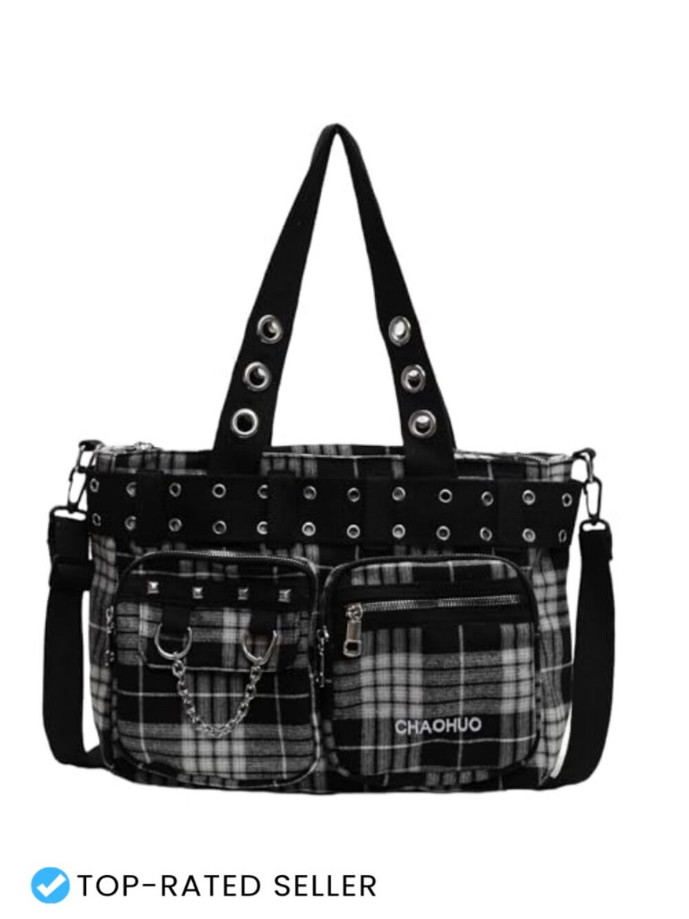 Y2K Gothic Canvas Tote Bag for Women Large Capacity Shoulder Handbag Work Travel